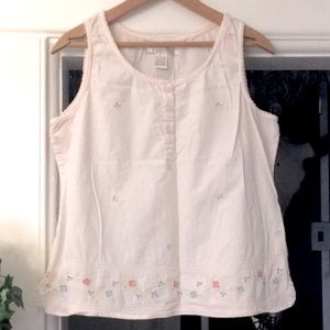 pink hippie tank w/ embroidered flowers